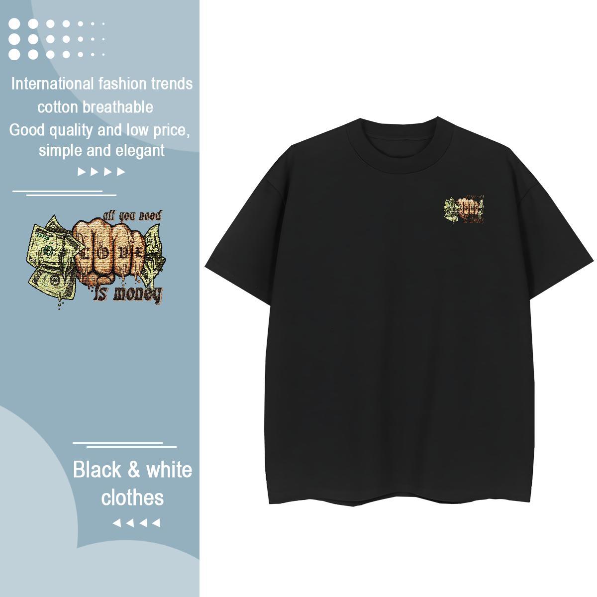 Cool Design Couples T Shirts Casual 230g 100% Cotton White Plus Size Breathable Short Sleeve dollar T-Shirts for Men 2024 DIY Tops Tees