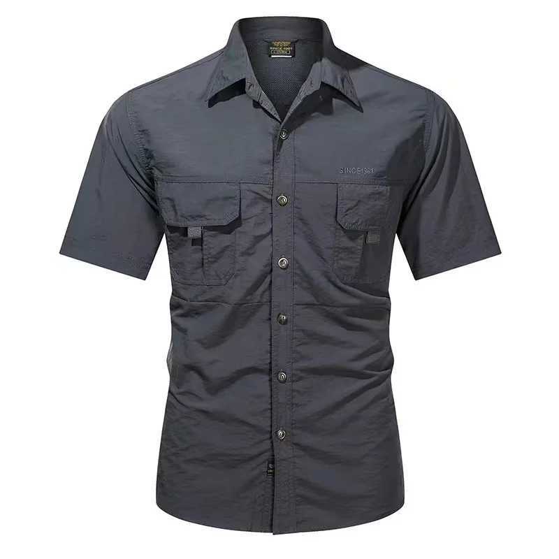 2024 Summer New Fashion Mens Shirts Short Sleeve 2 Pocket Outdoor Casual Shirt Quick-dry Tops Quality Militar Shirt for MenXJ240812