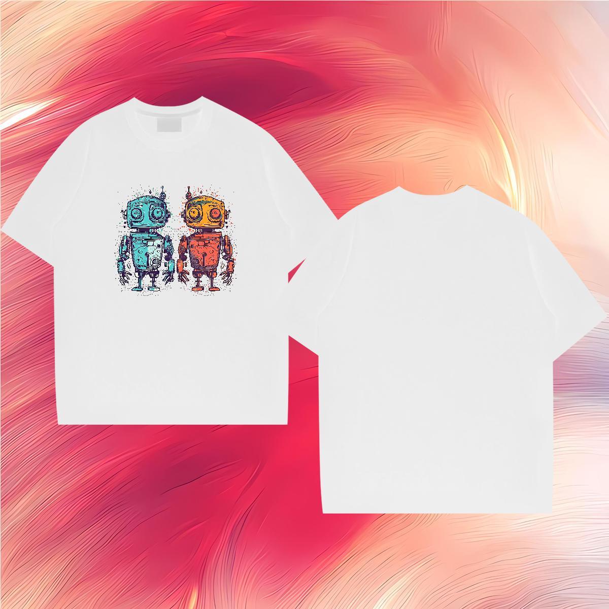 Popular Couples T Shirts ET 230g Cotton Hip Hop Breathable Crew Neck T Shirts Men Skull 2024 Summer Clothes