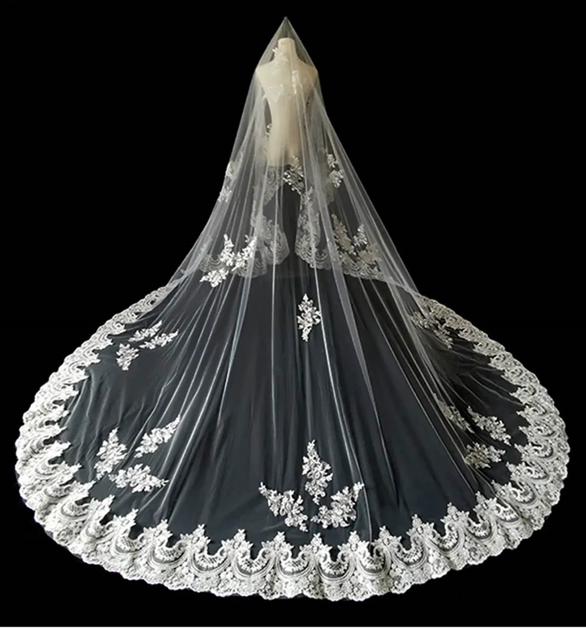 Vintage Wedding Veil One Layer Long Blusher Cathedral Veils Appliques Edge With Comb Custom Made Bridal Accessories Ceremony