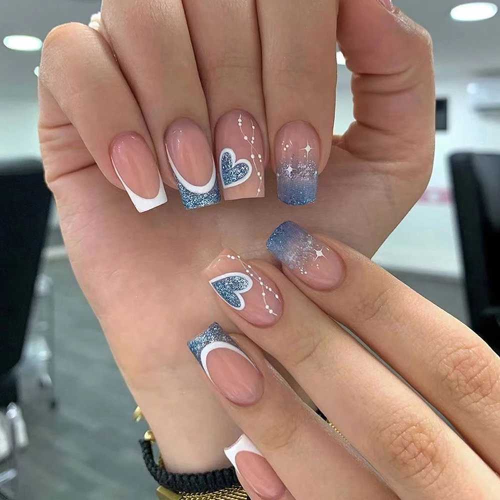 24 pieces/pack of short square nails pressed nails beautiful nails artificial fake nails y2k girls womens daily wear W240810