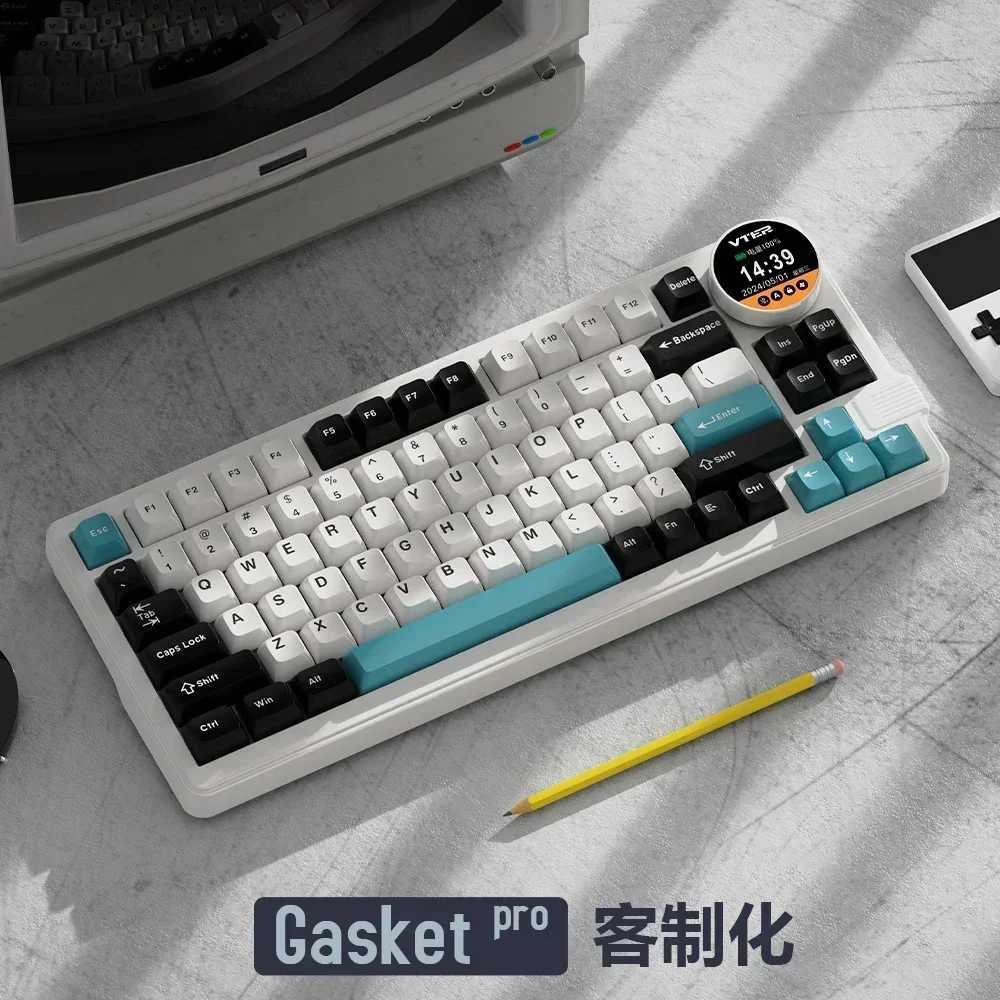 Feker K75 Gaming Mechanical Keyboard 3mode 2.4G Bluetooth Wireless Keyboard 83keys RGB With Knob Screen Pbt Gamer Keyboards GiftCL240709