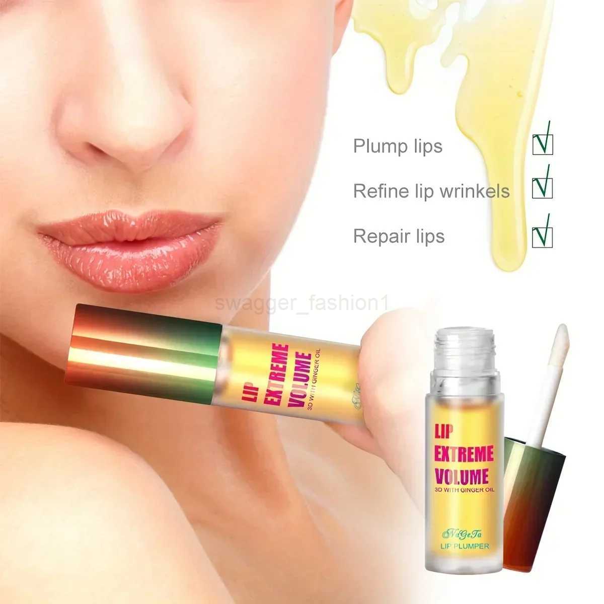 Lip Plumper Fuller Healthy Enhancer Ginger And Mint Plant Lip Gloss Oil Moisturizing Beauty Lips Sexy LipsXJ240812