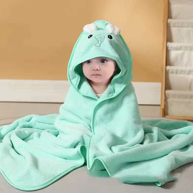 New Cartoon Baby Clothing Raincoat Mom and Baby Bag Coral Velvet Soft Bath Cover Baby ChestW240810