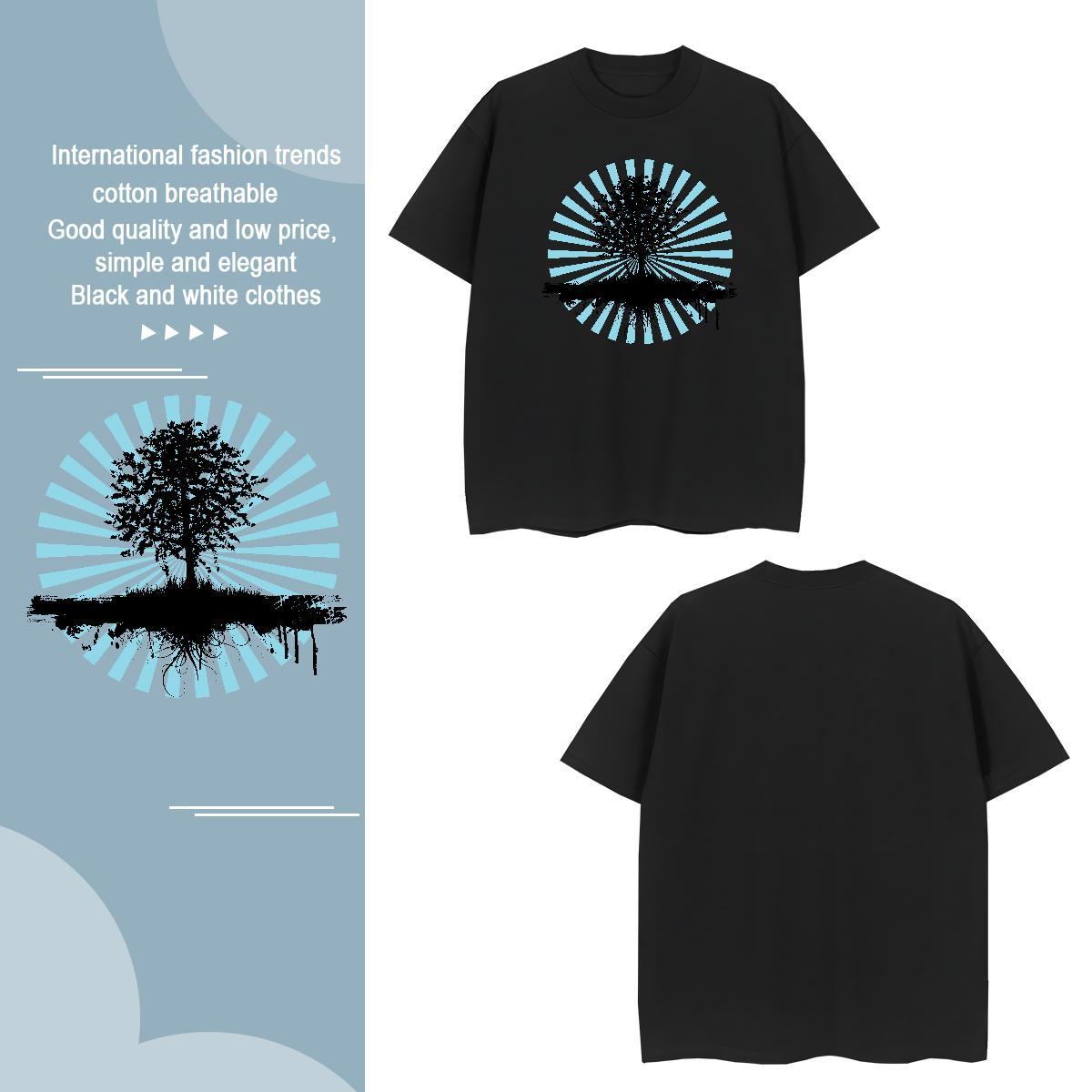 T Shirt For Man 230g 100% Cotton tree Spring Summer Short Sleeve Soft Plus Size Cartoon Mens Tshirts Wholesale Designer Top Tees