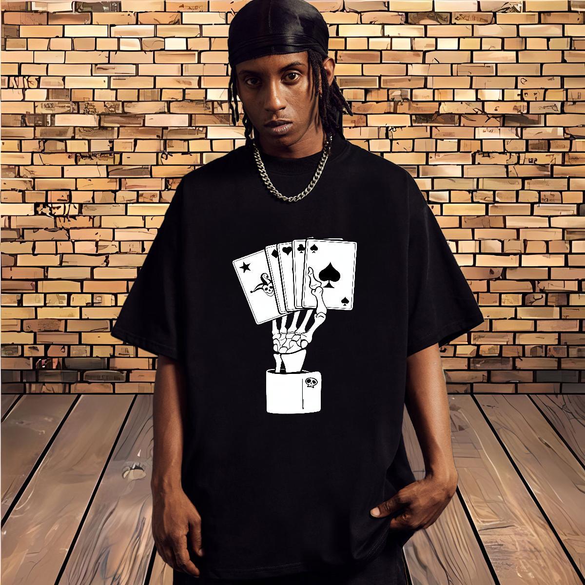 Wholesale Man T Shirts skull Tops Shirt 230g Pure Cotton Hip Hop Street Comfortable Custom Print Plus Size Crew Neck Tshirts