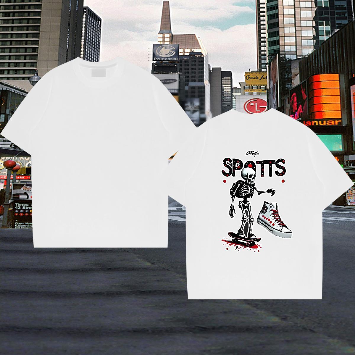 Fashion Designer Mens T Shirts skull Wear 230g Cotton Spring Summer Popular Custom Printing Crew Neck Men Tees