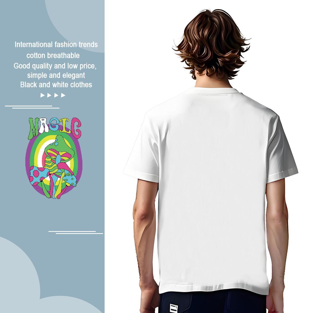 Man T Shirts 230g Cotton mushroom Summer Casual Breathable Crew Neck Skull Men Tshirts Fashion Design Classic Tops