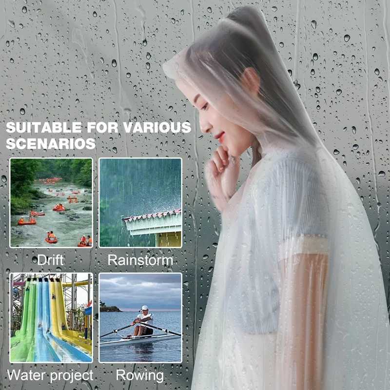 Portable Disposable Raincoat Transparent Waterproof Emergency Rain Coat Universal Travel Camping Hiking Rainwear Clothes Covers Y240810