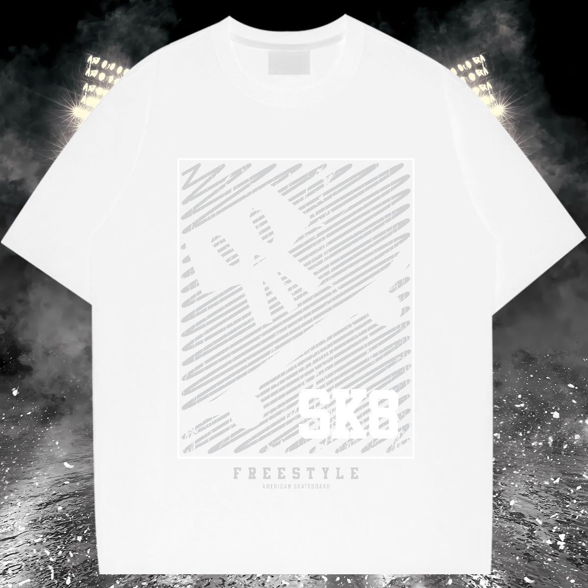 New Designer T-Shirts skull Top Tees 230g Cotton Summer Casual Brand Custom Print Oversized O-Neck Short Sleeve Men Tops Tees