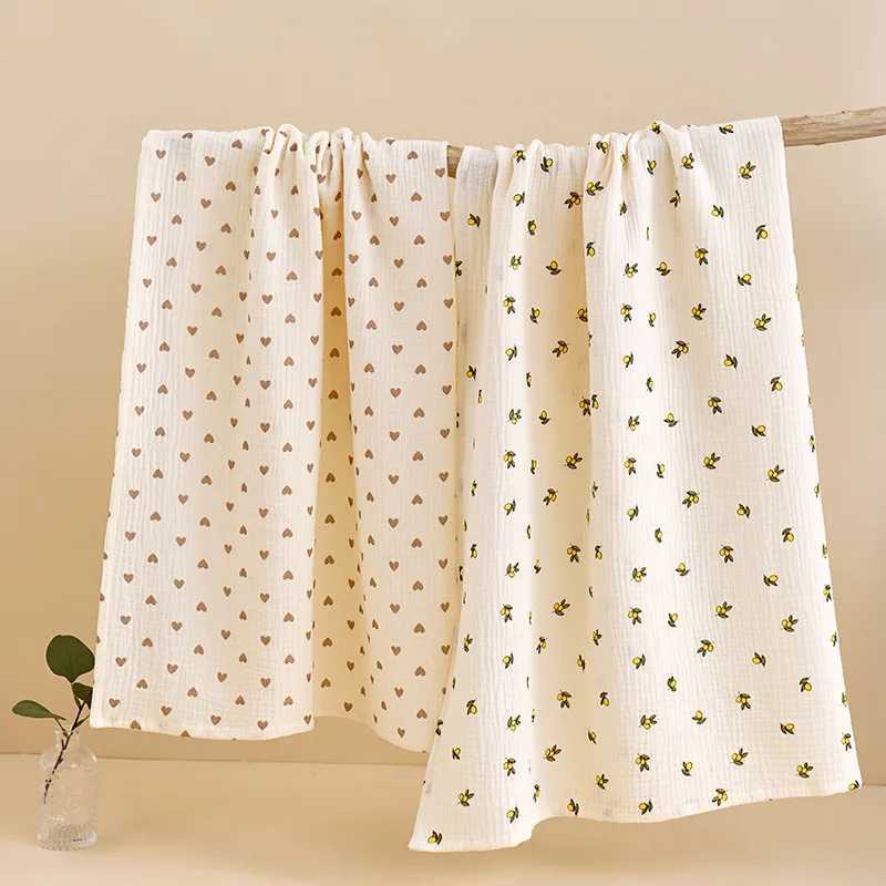 Ins baby blanket plain bed sheet 2-layer cotton blanket for newborn bath towels summer bedding baby soft blanketW240810