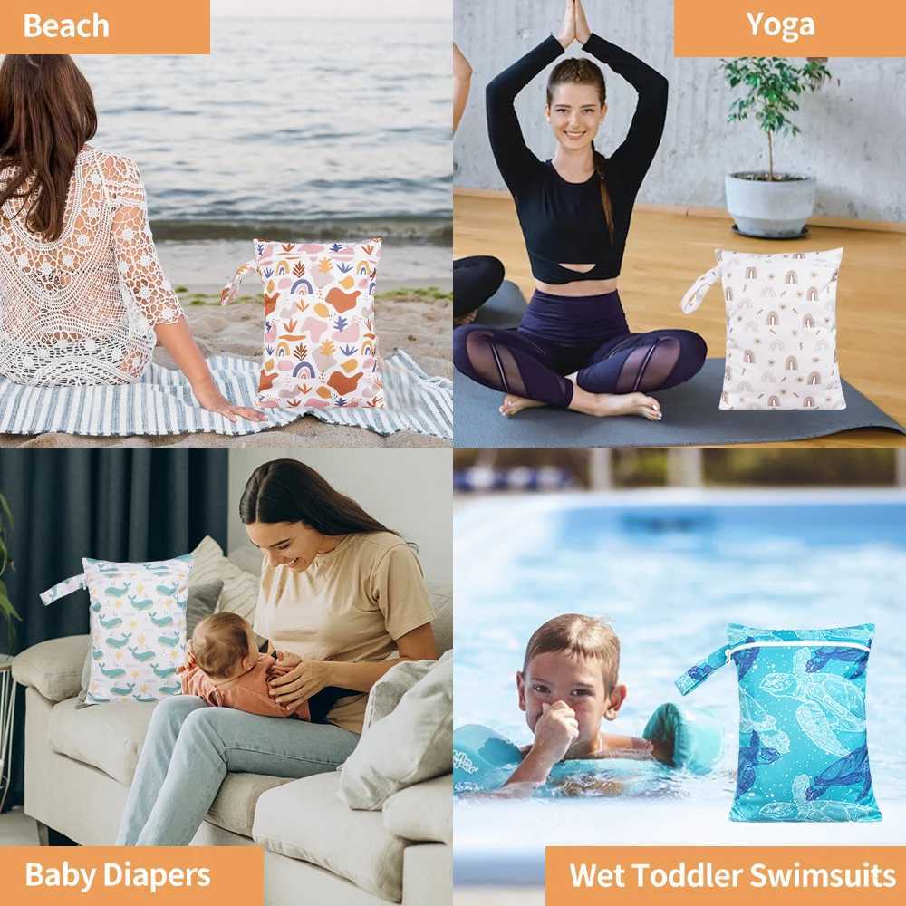 HappyFluttere 2PCS set with smooth zipper pockets for multi scenario use can be hung waterproof reusable diaper cover WetBag W240812