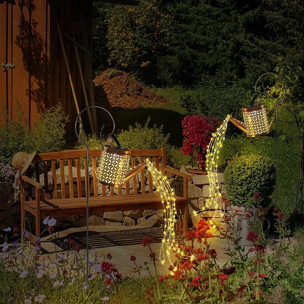 Solar Garden Lights Outdoor Hanging Solar Lantern Watering for Patio Yard Lawn Walkway Decorations Lights Retro LED Solar Lights 240805
