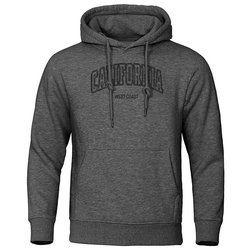 California West Coast Mens Sweatshirt Autumn Wool Warm Hoodie Casual Autumn Warm Hoodie Simple Large Womens SweatshirtW240724