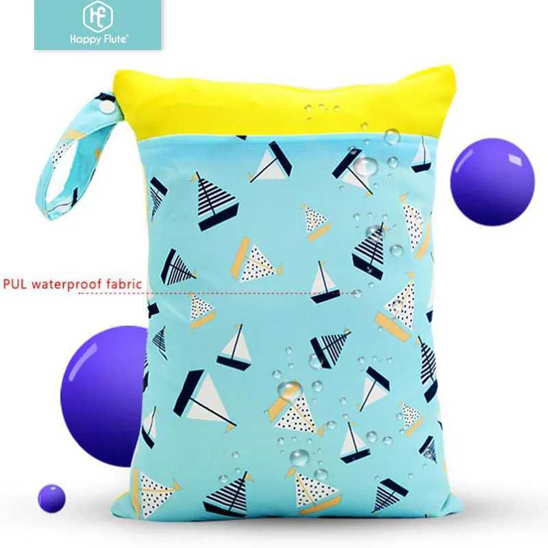 Happy Fluent 1 piece reusable waterproof fashionable printed wet urine bag double mouth bag cloth handle wet bag 30 * 40CM wholesale W240812