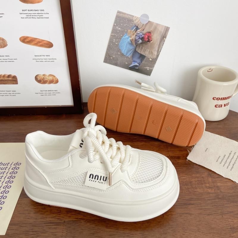 Ddmysports White New Summer Dress For Women Breathable Thin Mesh Versatile Thick Soled Board Shoes Outdoor Shoes