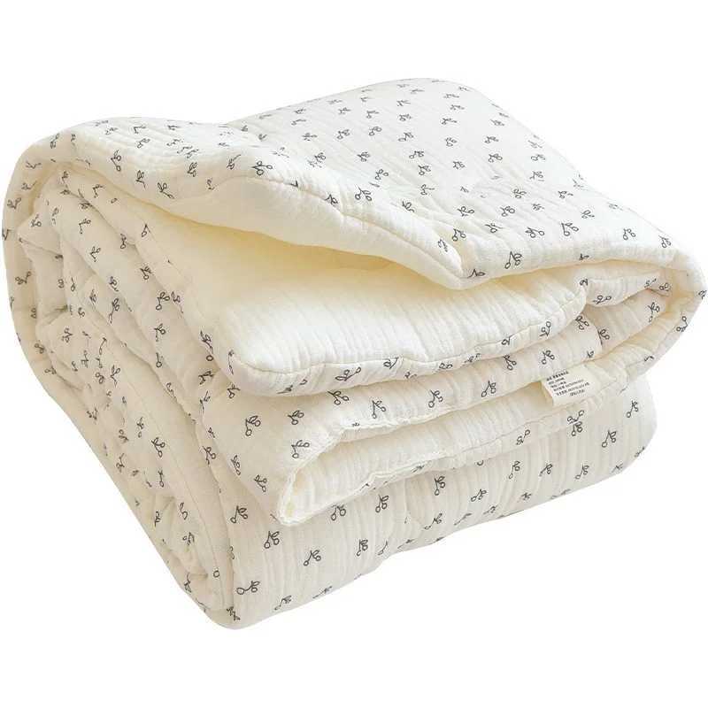 Dropshipping Korean Baby Quilt Pure Plain Cotton Blanket Baby Four Seasons Warm and Soft Swadle Packaging BeddingW240810