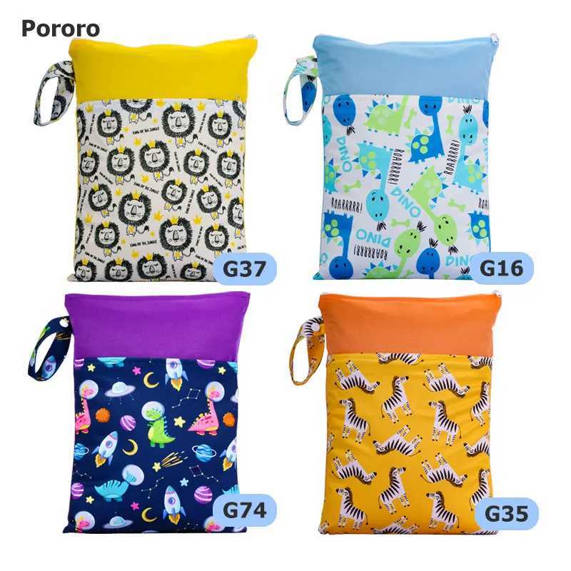 Pororo baby reusable diaper bag mother waterproof toy clothing storage bag two bags with dry wet separation beach bag size 25 * 35cm W240812