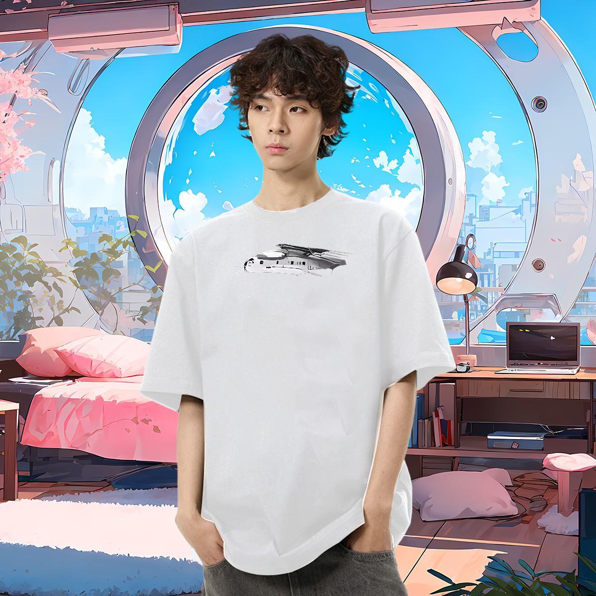 2024 New T-Shirts plane Tops 230g Cotton Street Unisex Oversized 3XL 4XL O-Neck Short Sleeve Tshirts