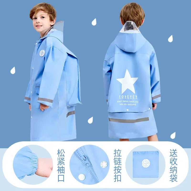 Raincoat Children Rain Poncho Boys Girls Poncho with Schoolbag Child Thickened Windbreaker Raincoat Rain Poncho Y240813