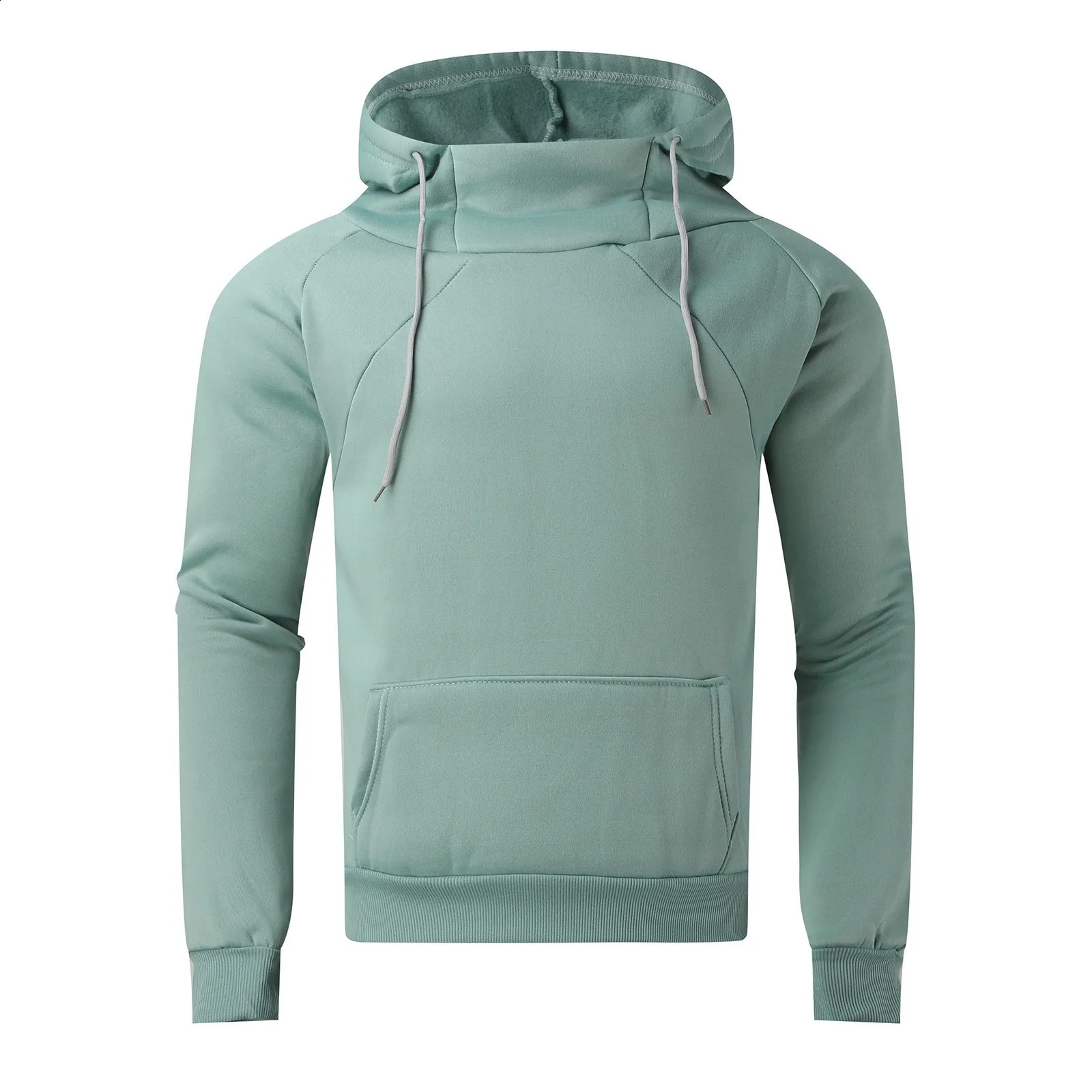 Mens Turtleneck Hoodie Solid Color Loose Casual Sweatshirt American Style Hip Hop Street y2k Pullover Sweater Warm Hooded Tops y240906
