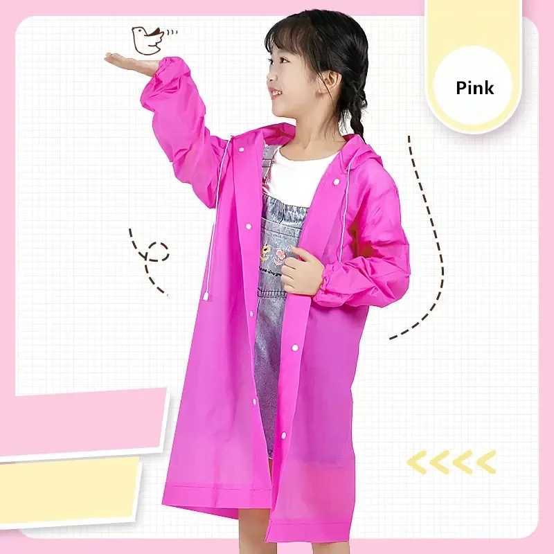 EVA Children Raincoat Thickened Waterproof Rain Coat Kids Clear Transparent Tour Waterproof Rainwear Student travel Rain Poncho Y240813