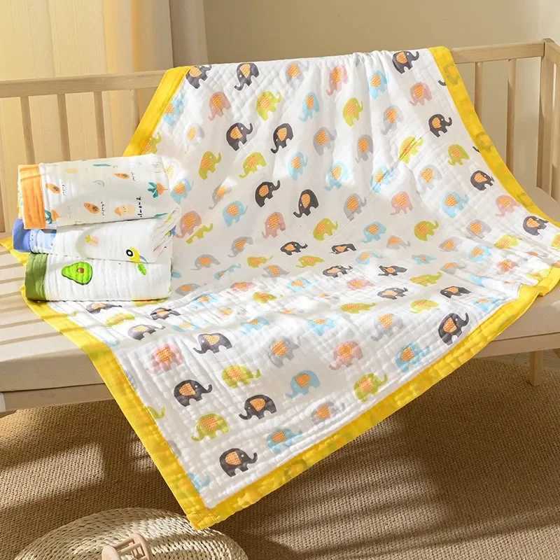 Baby blanket 6-layer thick soft newborn linen summer cartoon high-density breathable baby blanketW240810