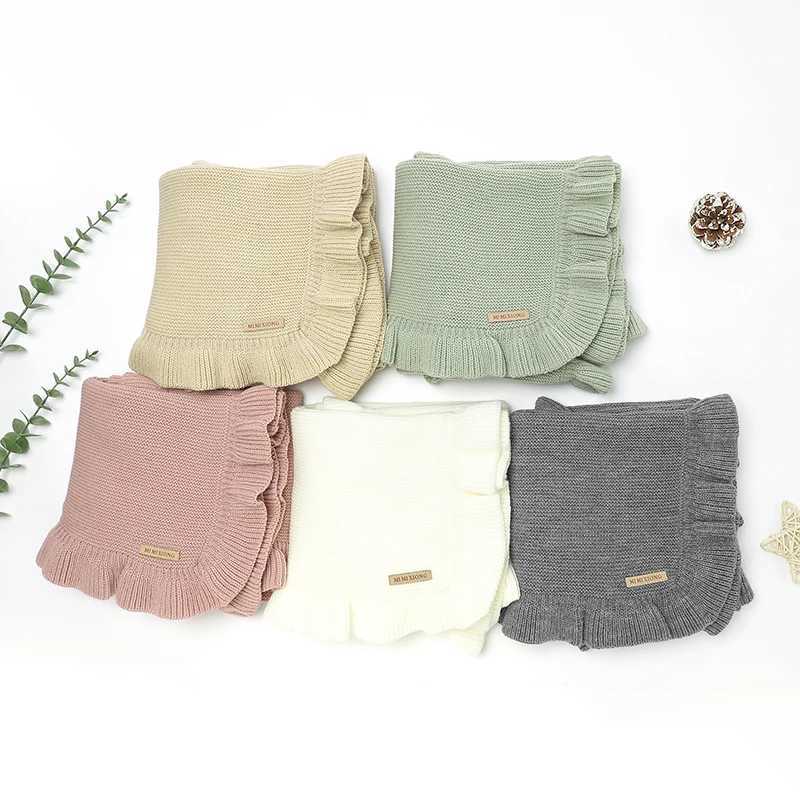 Solid color knitted acrylic 70 x 90 cm baby boy and girl Swaddle blanket newborn baby safety blanket for all seasonsW240810