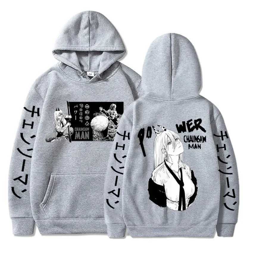 Harajuku Anime Chainsaw Man Power Cute Printed Hooded Plus Size Hoodie Men Women Sweatshirts Comfortable Unisex Warm PulloverXJ240812