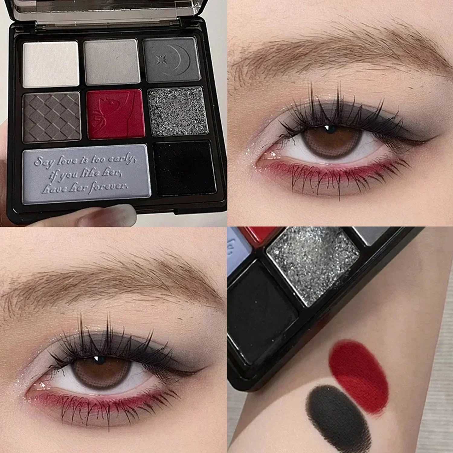 Cement Grey Black Eye Shadow Palette eye shadow Glitter Lasting eye shadow Earth Color Pigment Korean CosmeticsW241212