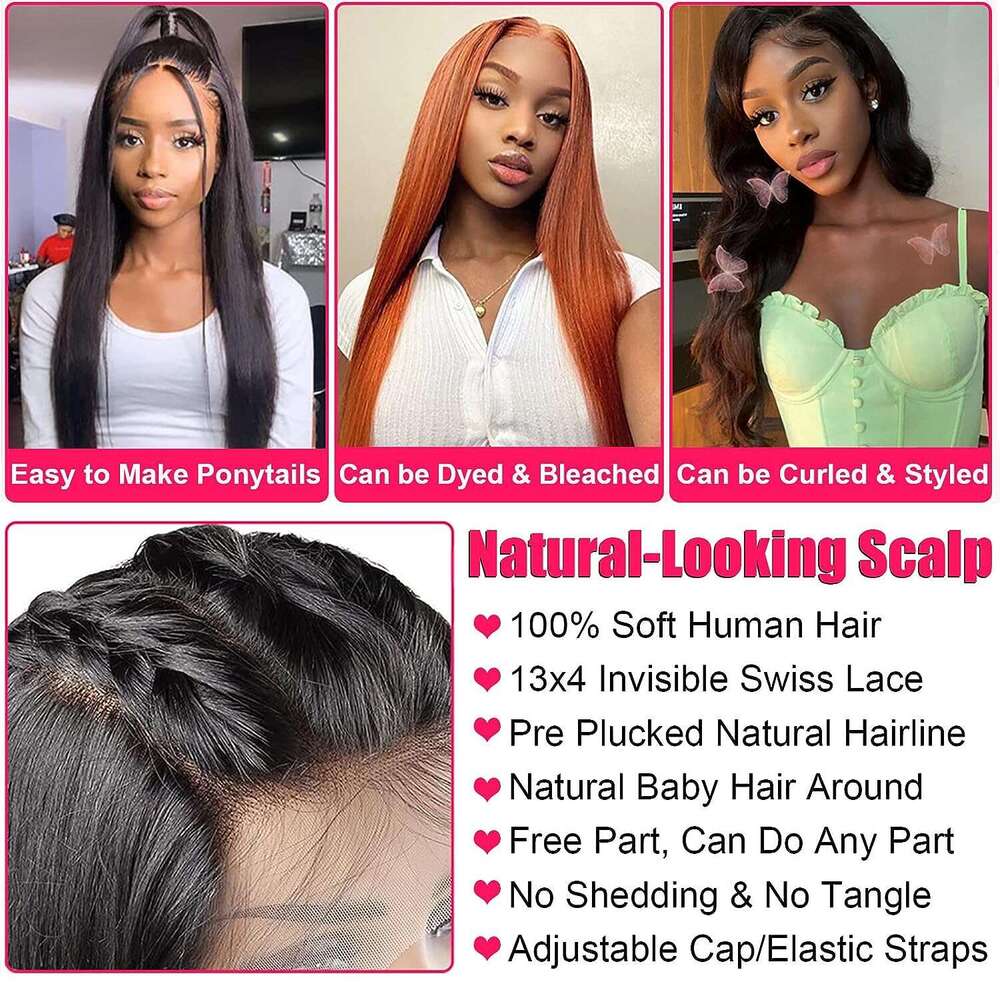 13X4 13X6 Hd 30 32 34 Inch Straight Front Human Hair 360 Lace Frontal 5X5 6X4 Closure Wig