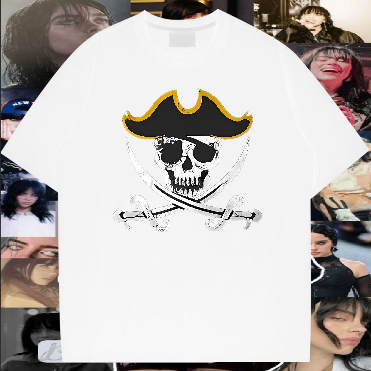 New T-Shirts for Men skull Wear 230g Pure Cotton Street Wear Designer DIY Anime Crew Neck Men Tops Tees