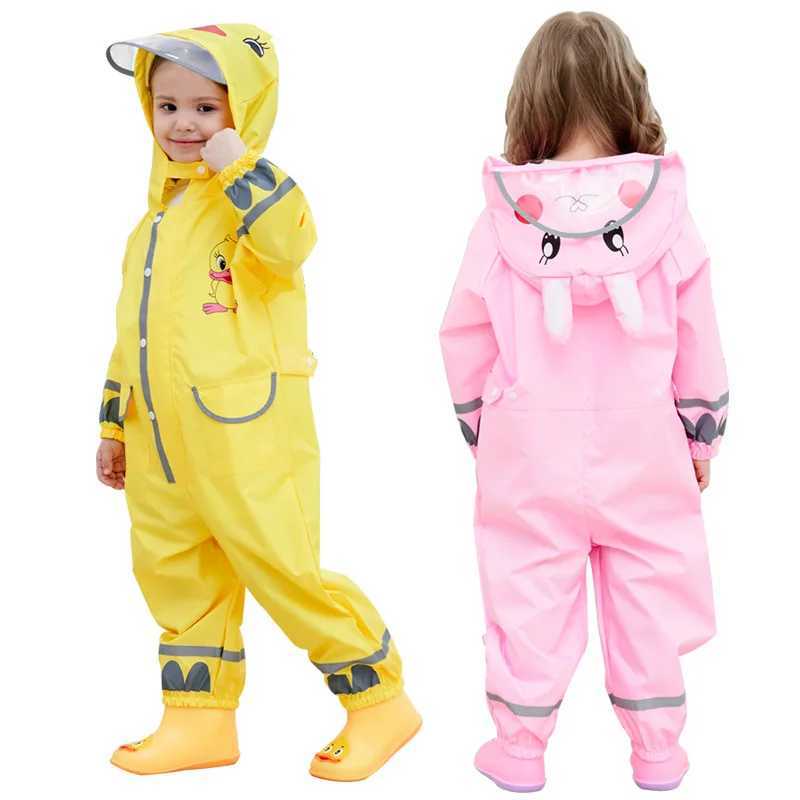 Childrens Raincoat One-Piece Full Body Suit Waterproof Boys and Girls Baby Kindergarten Child Student Yellow Duck Rain Pants Po Y240810