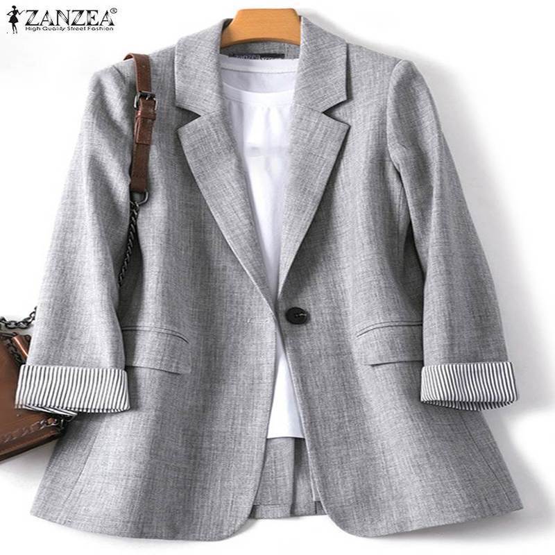 ZANZEA Fashion Office Women Blazer OL Casual Long Sleeve Coats Elegante Lapel Female Work Outwear Solid Simple Formal Suits 240801