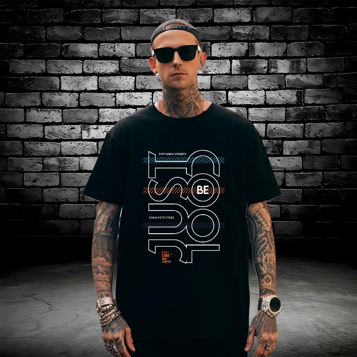 Classic Men Tees letter 230g Pure Cotton Outdoor Breathable Crew Neck Men T Shirts Black White Factory Direct Polos