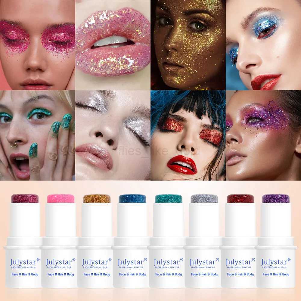 Julystar 8 Color Stage Makeup Face Flash Burst eye shadow Beauty Flash Body Flash Stick W240812