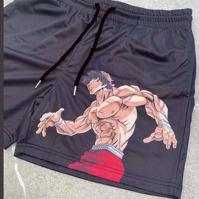 Men's Shorts Anime Devil Fruit 3D Print Manga Gym Fiess Mesh Quick Dry Sports Short Pants Breathable Summer Unisex