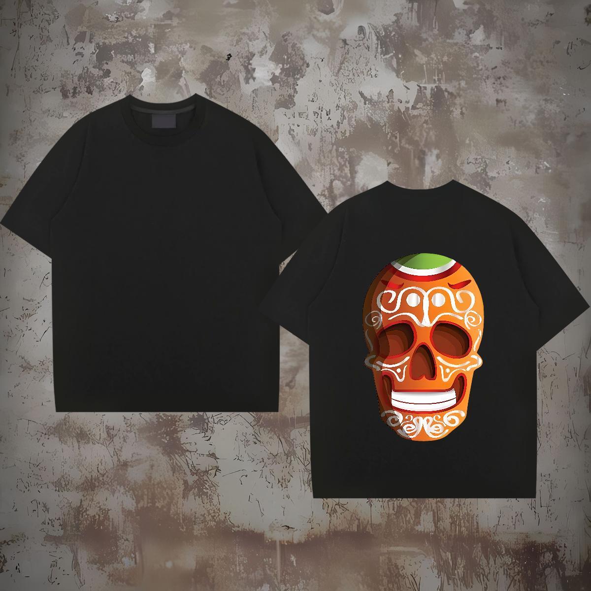 2024 Designer T-Shirts for Men skull Clothes 230g Pure Cotton Street Soft Asian Size Breathable Crew Neck Tshirt for Man Woman