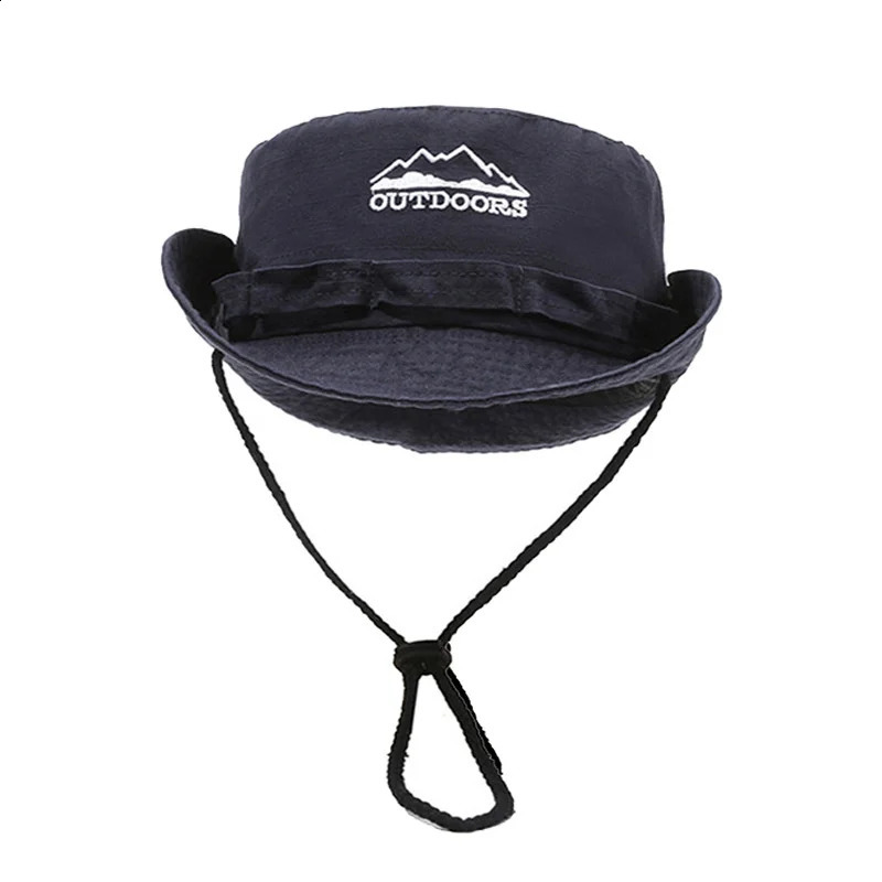 Outdoor mens bucket hat summer UV resistant line width Brim Panama hunting hiking letter embroidery fisherman beach sun 240812