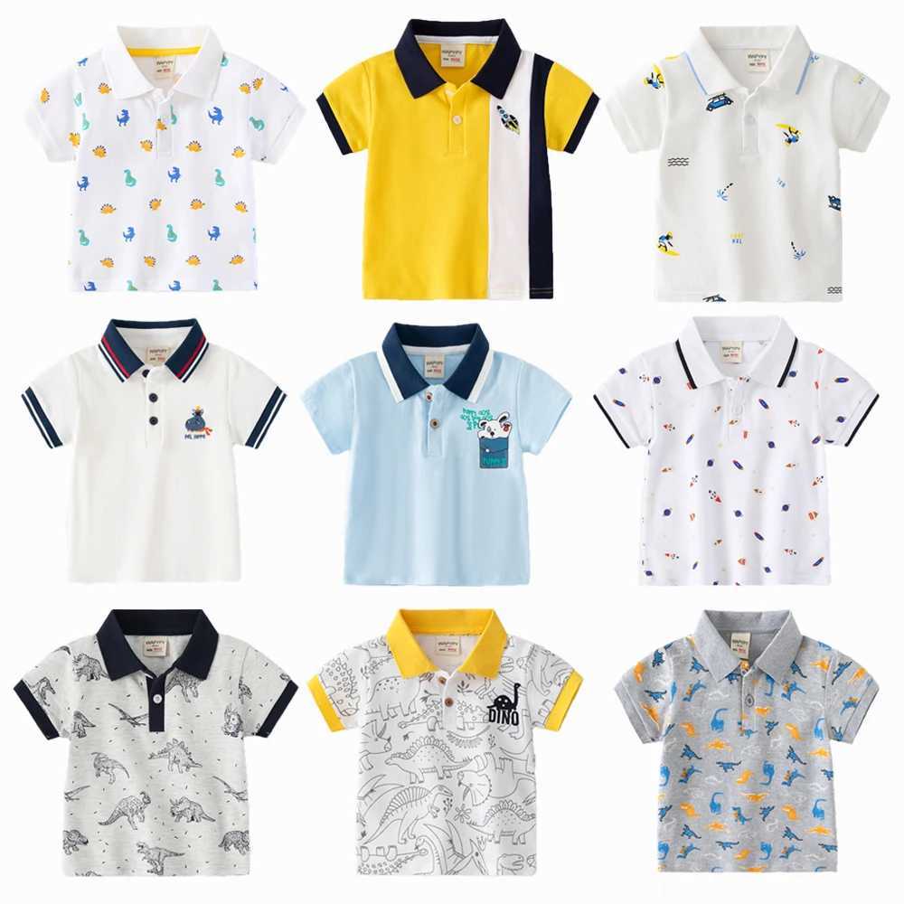 23 Colors Fashion Kids POLO Shirts Boys Summer Cotton Tees Kids Lapel Dinosaur Car Pint Tops Short Sleeve Childrens ClohingXJ241225
