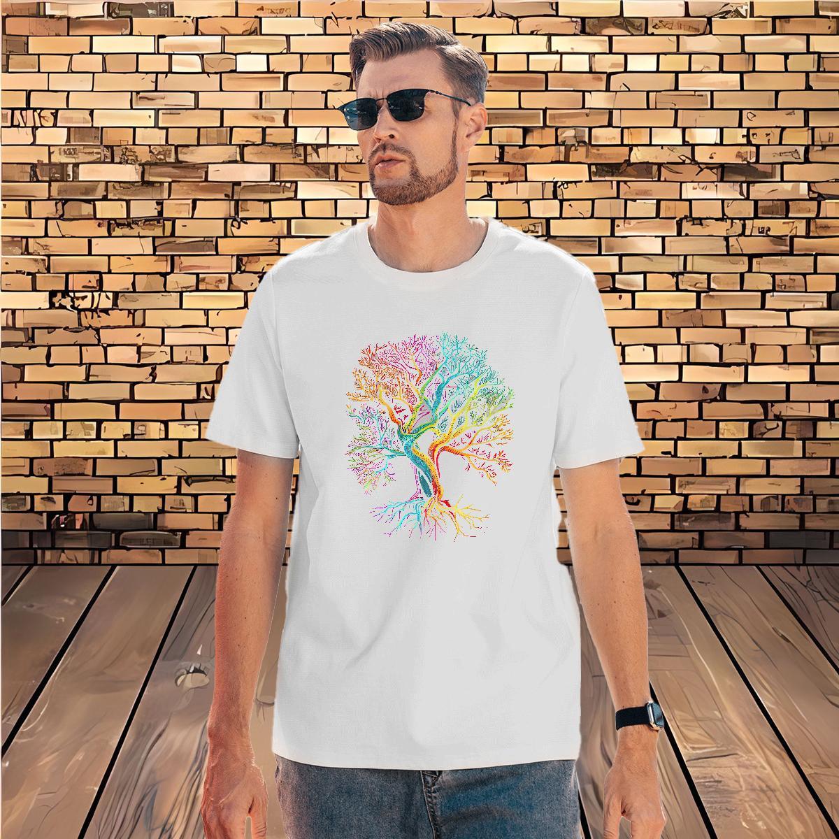 2024 100% Cotton 230g T Shirts Men tree Sport Men Tshirts Tops Breathable Cool DIY Logo Oversized