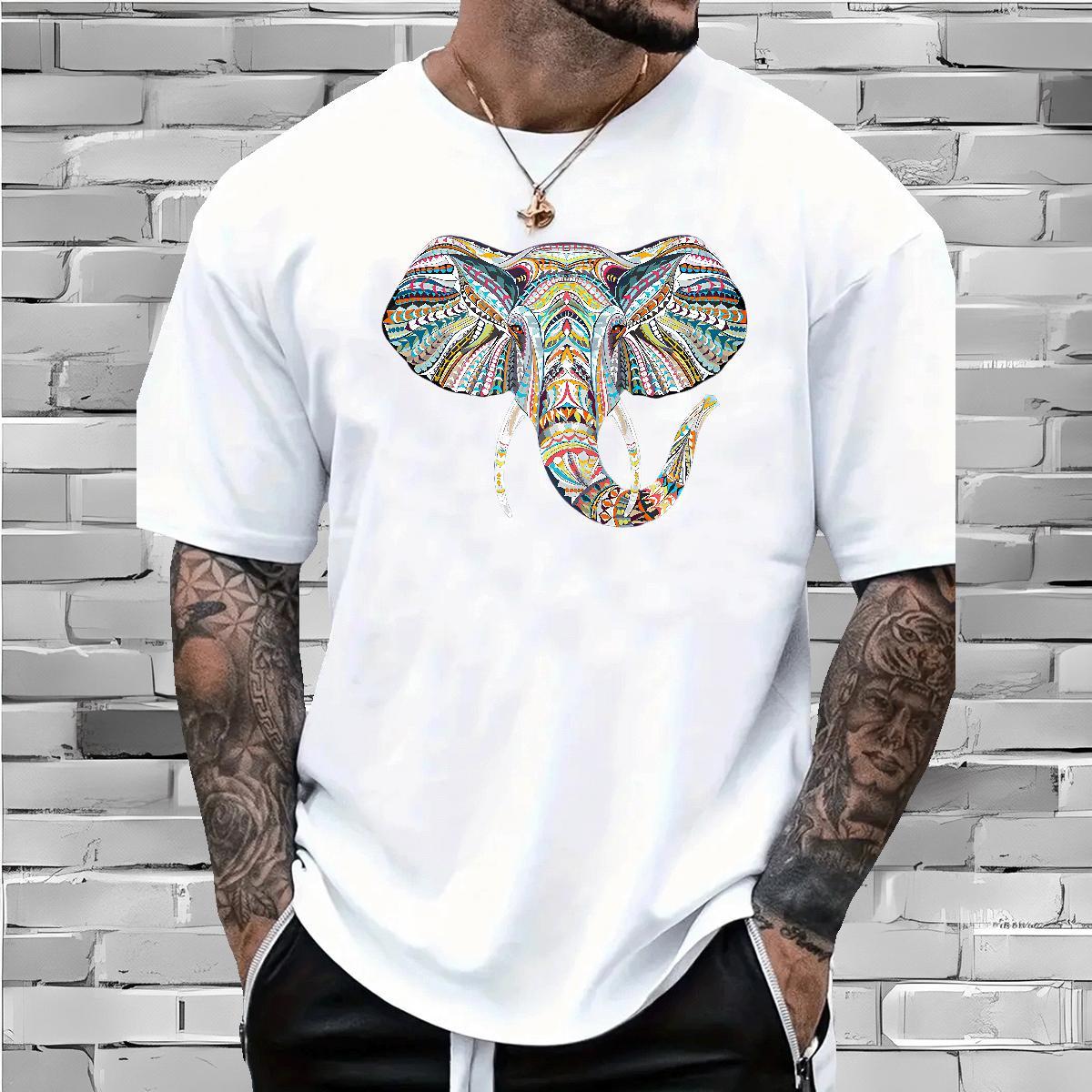 Men T Shirts 230g Cotton Elephant Hip Hop Street Round Neck Short Sleeve Custom Anime Tshirts Classic Casual Designer Tees Shirts