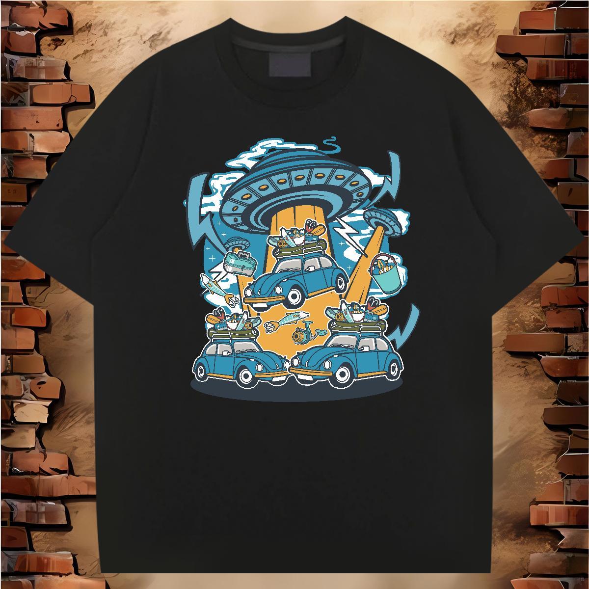 Fashion Casual Man T Shirts UFO Tees Shirts 230g 100% Cotton Sport Comfortable Oversized 4XL Pure Cotton Couples T Shirts
