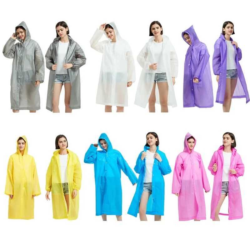 EVA Women Raincoat Rain Poncho Waterproof Rain Coat Women Clear Transparent Camping Waterproof Rainwear Breathable Rain Jacket Y240810
