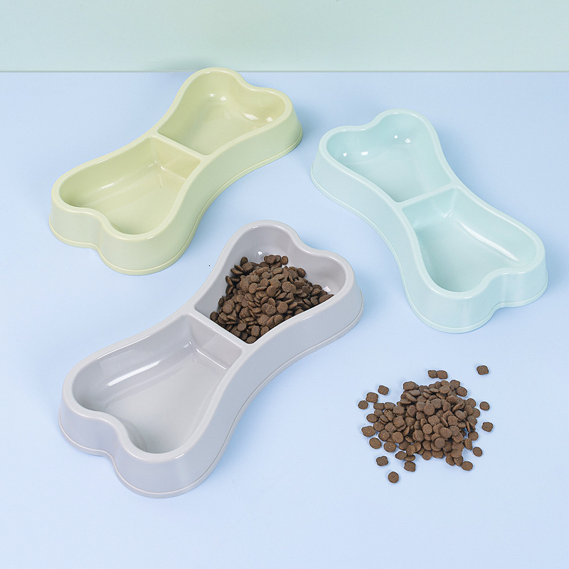 New Nordic style aron color bone shaped double Havo dog pet food utensil cat bowl