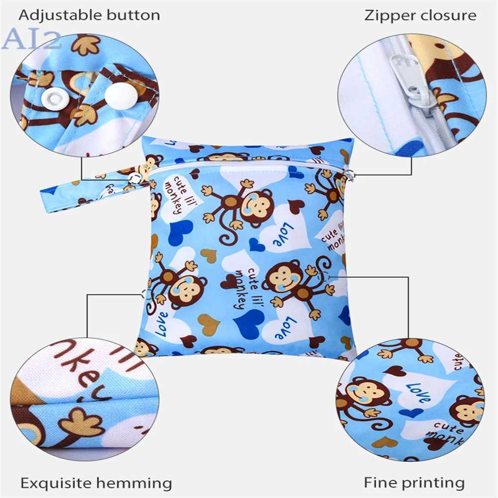 6 * 20cm mother bag baby diaper bag 2024 waterproof cloth diaper storage wet bag PUL printed single bag travel outdoor handbag W240812