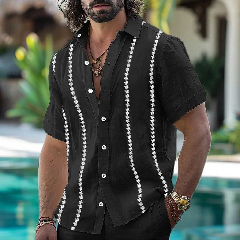 Cotton linen hot sale mens short sleeve shirt summer solid color lapel casual beach style plus summer new fashion short sleeveXJ240812