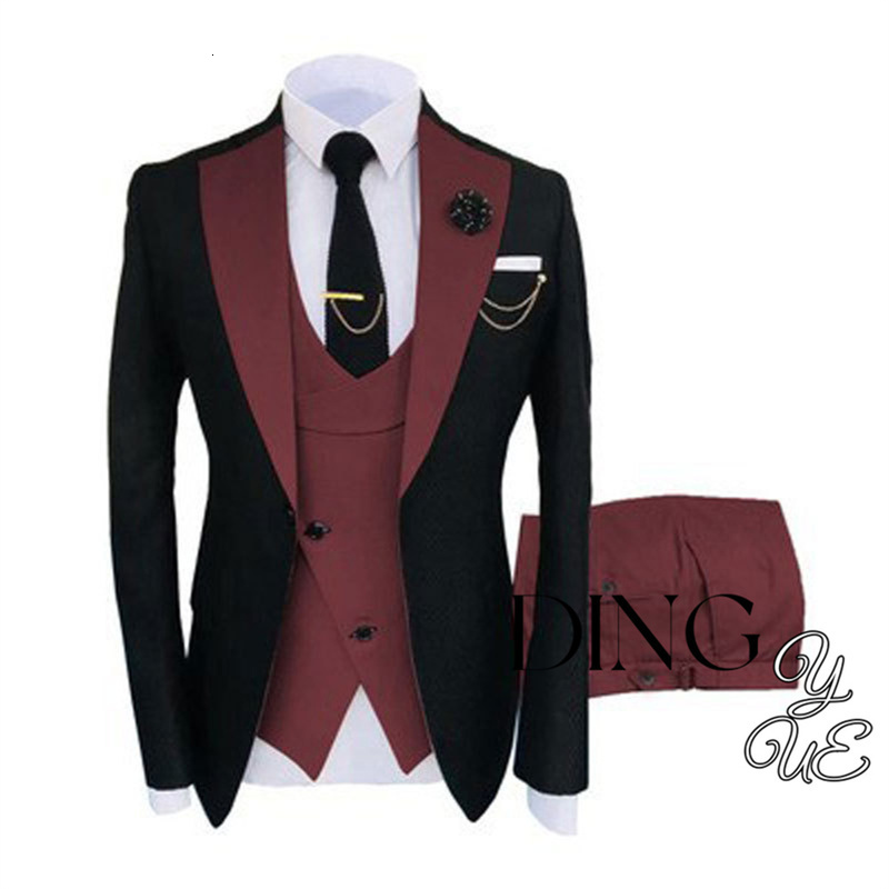Classic Burgundy Slim Fit Custom Made Mens Suits Wedding For Groom Tuxedos 3 Pieces Groomsmen Man 240807