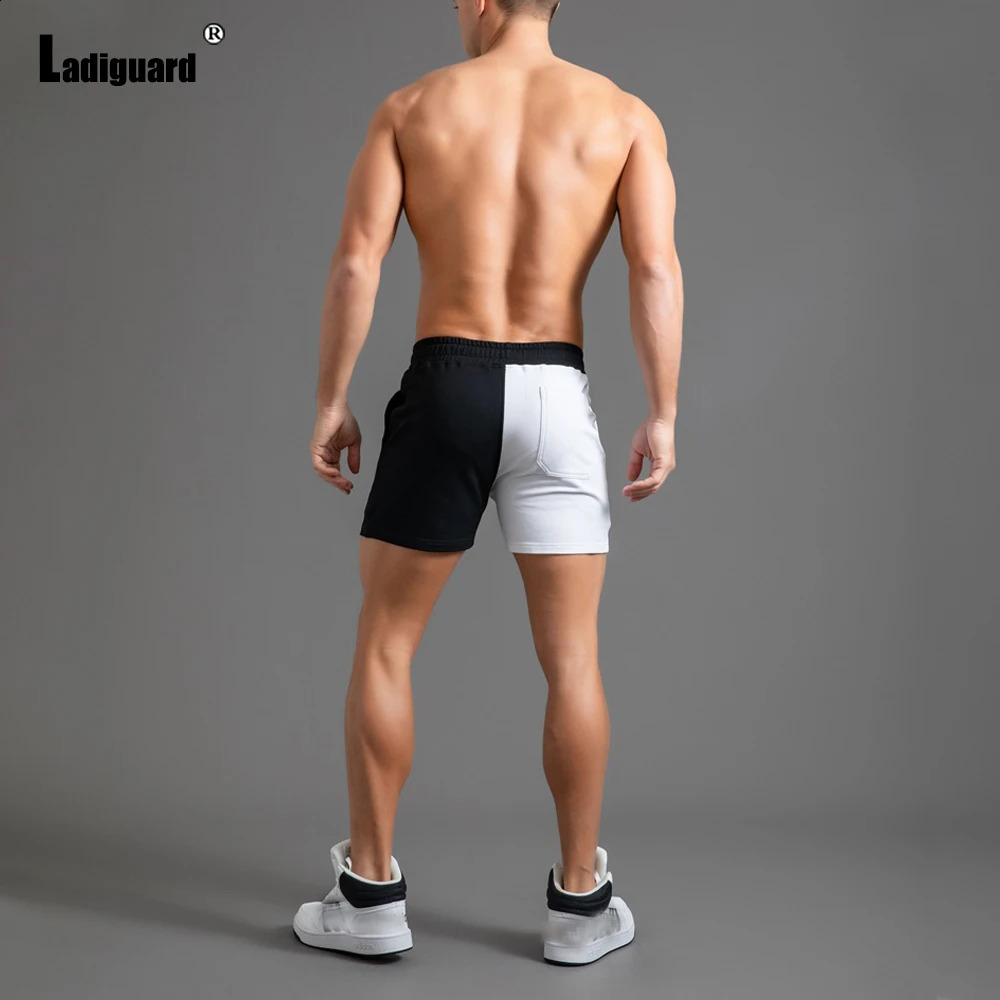 Ladiguard Men Casual Skinny Beach Shorts Homme Patchwork Shorts Plus Size Male Drawstring Short Pants Sexy Mens Clothing 240812