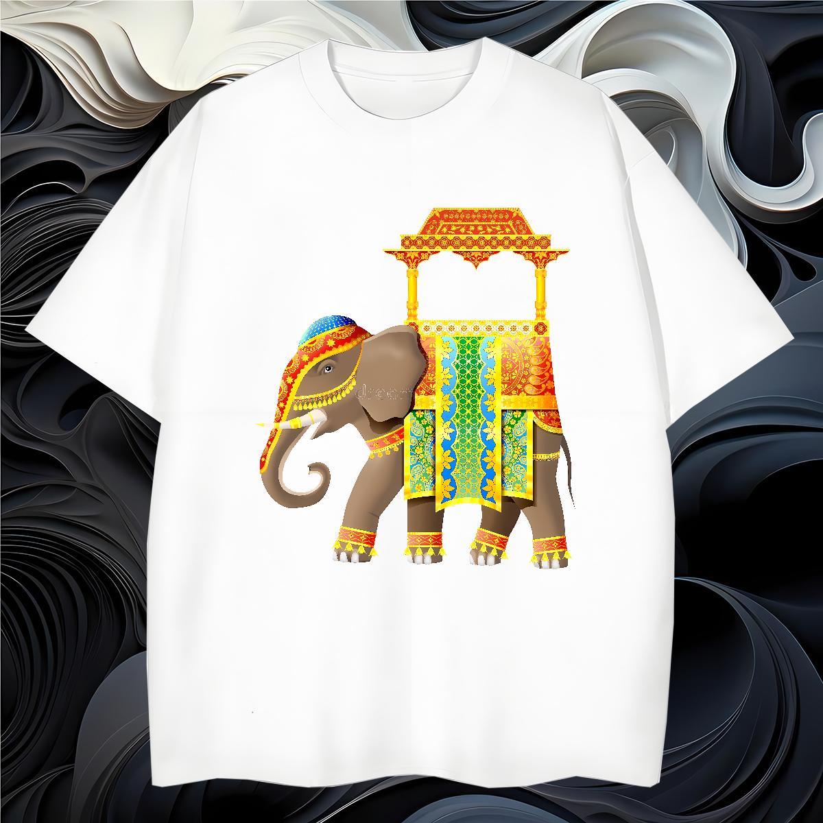 Loose Mens T Shirts elephant Round Neck Short Sleeve Daily Wear Black Oversized 230g 100% Cotton Mens Tshirts Classic Casual Tops Shirt